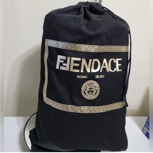 Fendi x Versace black drawstring bag